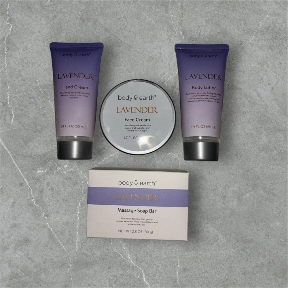 NWOT Bath Set Body lotion, hand cream, Soap bar, face cream.